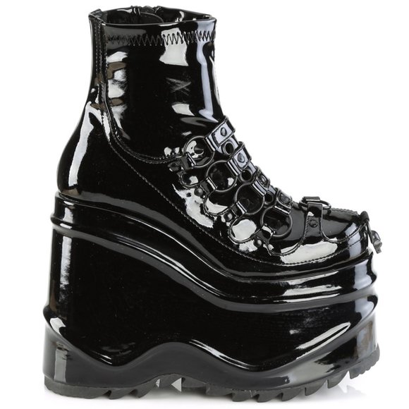 Gothic Wedge Platform Studded Ankle Boots - Picture 1 of 5